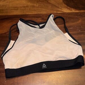 Reebok Women's Black and Cream Sports Bra
